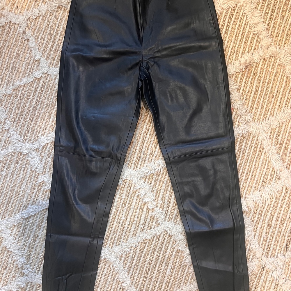 Zara Black Faux Leather-Style Trousers